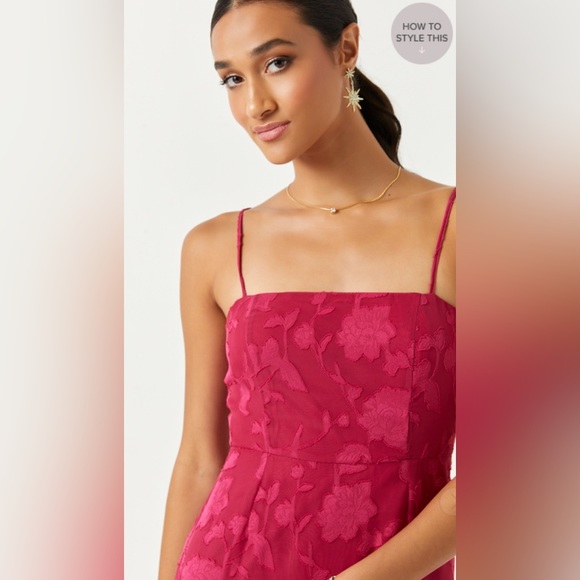 Francesca's NWT Christian Jacquard Ruffle Hem Mini Dress -‎ Pink - Picture 3 of 4